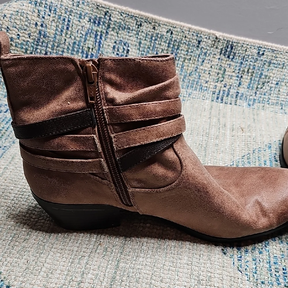 Kim Rogers Tan Ankle Booties with Strap Detail - Picture 11 of 12